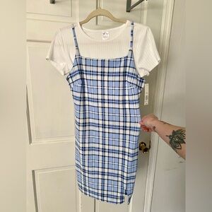 No Boundaries Plaid Two-Piece Bodycon Dress Set